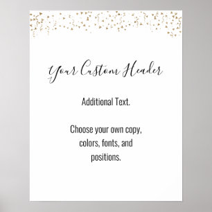 Poster Dourado Confetti Casual Faça Você Mesmo Sinal Fe