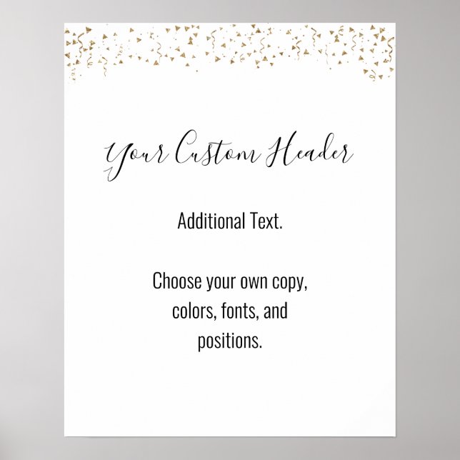 Poster Dourado Confetti Casual Faça Você Mesmo Sinal Fest (Frente)