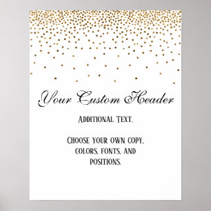 Poster Dourado Confetti Elegante Faça Você Mesmo Sinal De