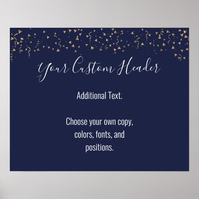 Poster Dourado Confetti Marinho Casual Faça Você Mesmo Fe (Frente)