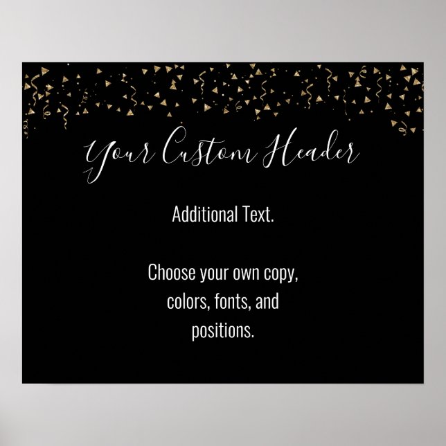 Poster Dourado Confetti Preto Casual Faça Você Mesmo Fest (Frente)