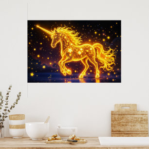 Poster Dourado conto de fadas de chifre de cavalo céu not