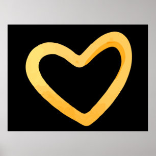 Poster Dourado coração sobre fundo negro