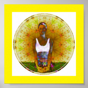 Poster dourado da menina de Dharma