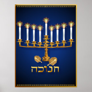 Poster dourado de Hanukkah