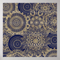 Dourado Design Azul de Coleção Mandala