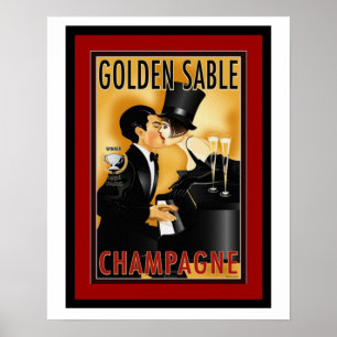 Poster dourado do anúncio de Champagne do Sable d