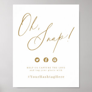 Poster Dourado e mínimo guião moderno casamento oh snap