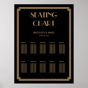 Poster Dourado e preto 18x24 da carta do assento
