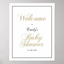 Poster Dourado e preto | Sinal de boas-vindas do Chá de f