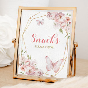 Poster Dourado Elegante Floral Rosa Mis Quince Snack