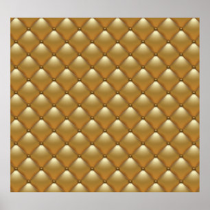 Poster Dourado estofo de couro, sofá vintage.