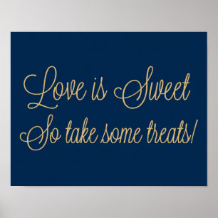 Poster Dourado Glitter Love é Sweet Take some Treats Sign