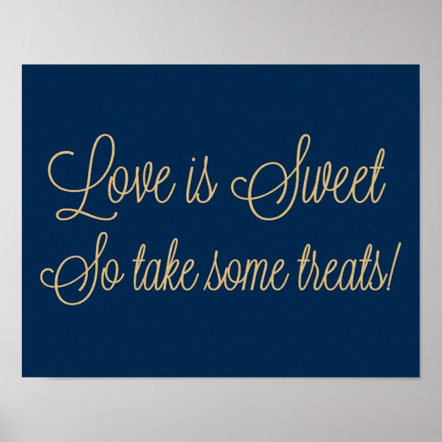 Poster Dourado Glitter Love é Sweet Take some Treats Sign (Frente)