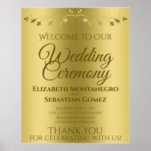 Poster Dourado Gradiente Elegante Bem-vindo ao nosso Sina