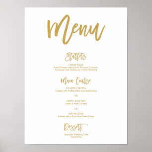Poster Dourado indicado por letras do menu do