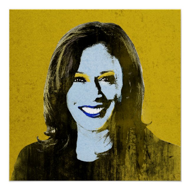 Póster Dourado Kamala Harris Pop Art (Frente)