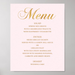 Poster Dourado menu de janto de casamento. Simples elegan