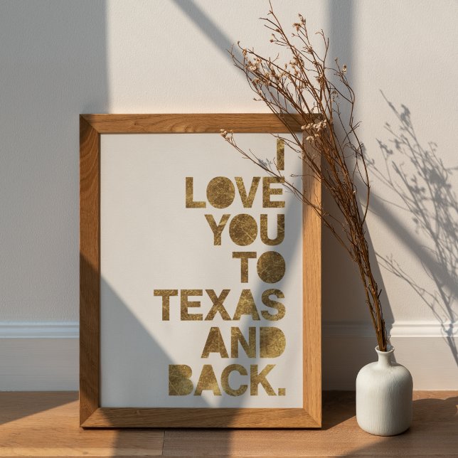 Poster Dourado Metálico te ama ao Texas e de volta (Criador carregado)