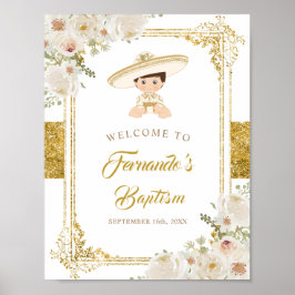 Poster Dourado mexicano Fiesta Boy Baptism bem-vindo