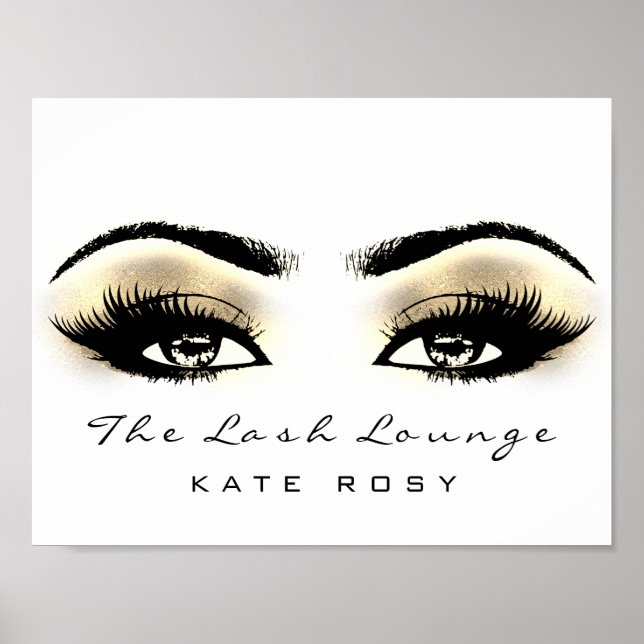 Póster Dourado nome Makeup Artist Beauty Studio Lashes Br (Frente)