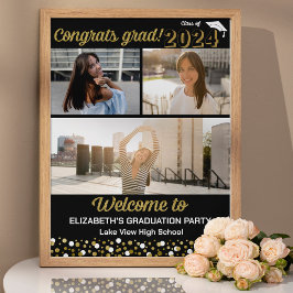 Poster Dourado Parabéns Formando 3 foto colagem sinal de