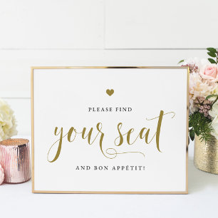 Poster Dourado, por favor, encontre seu assento e o Bon A