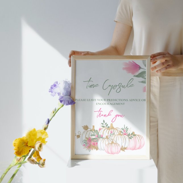 Poster Dourado Pumpkin Branco Pequeno Horário do Bebê Cáp (Criador carregado)