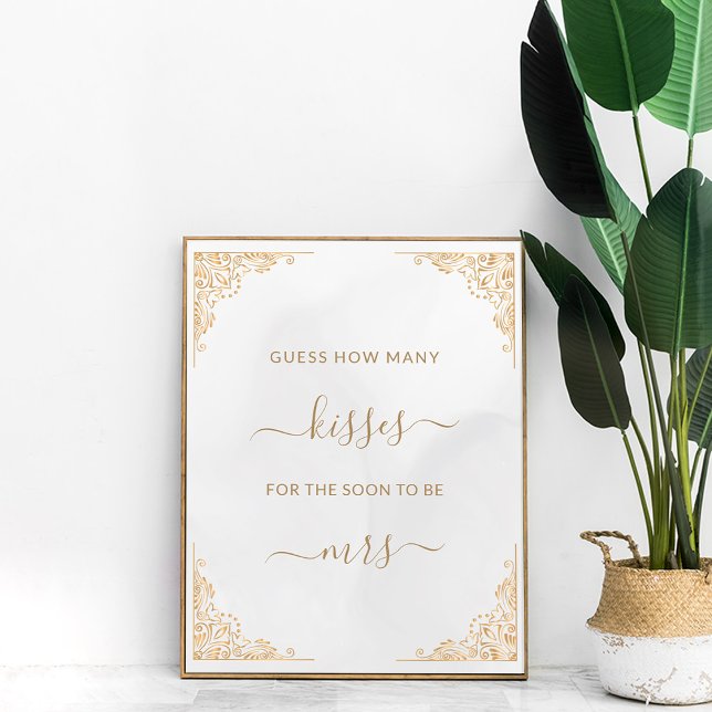 Poster Dourado Quadro Ornamentado Creme Quantos Kisses Jo (Criador carregado)
