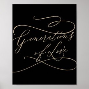 Poster Dourado romântico e gerações negras de amor