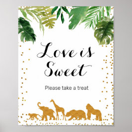 Poster Dourado safari animal Watercolor Love is Sweet Sig