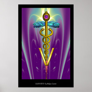 Póster DOURADO SÍMBOLO VETERINÁRIO Roxo