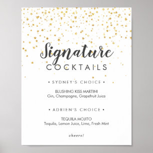 Poster Dourado sinal de assinatura de casamento do Confet
