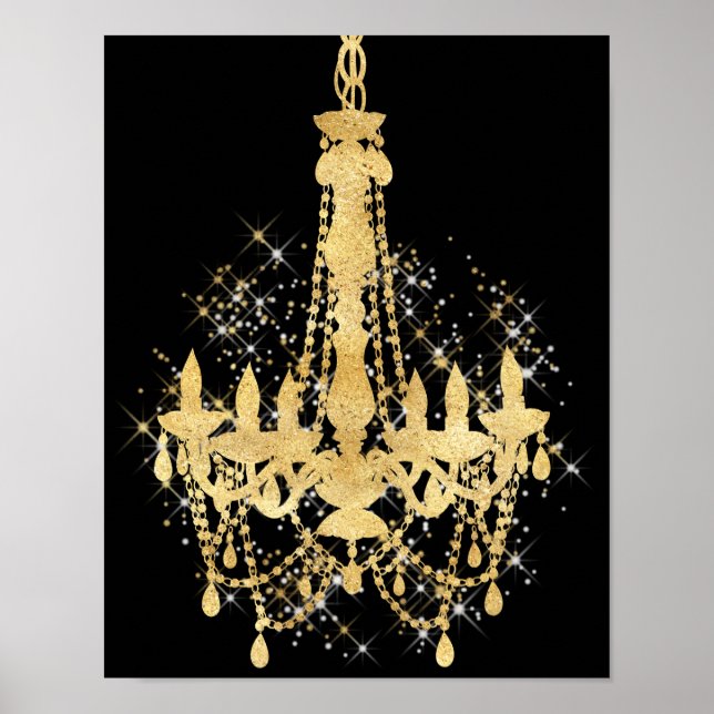 Poster Dourado Sparkle Chandelier (Frente)