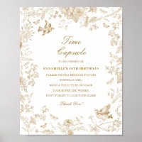 Dourado Toile De Jouy Time Capsule Baby Birthday G