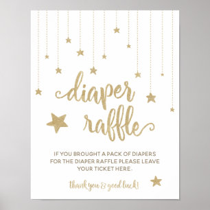 Poster Dourado Twinkle Little Star Chuveiro de Fraldas Jo