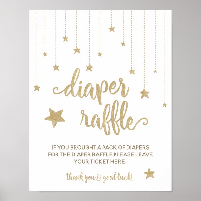 Poster Dourado Twinkle Little Star Chuveiro de Fraldas Jo (Frente)