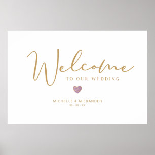 Poster Dourado Whimsical Welcome Guest Wedding Purple Hea