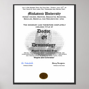 Póster Doutor da universidade de Miskatonic de Demonolgy