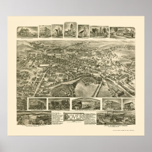 Póster Dôvar, mapa panorâmico de NJ - 1903