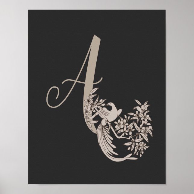 Poster Dove Elegant Monograma Inicial A  (Frente)