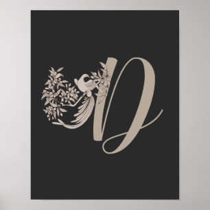 Poster Dove Elegant Monograma Inicial D  