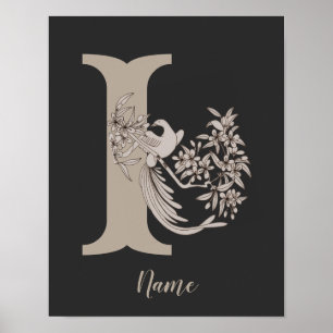 Poster Dove Elegant Monograma Inicial I Personalizado