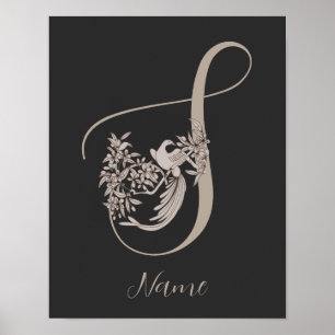 Poster Dove Elegant Monograma Inicial S Personalizado