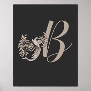 Poster Dove Elegante Monograma Inicial B