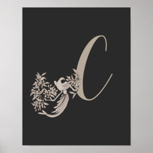 Poster Dove Elegante Monograma Inicial C 
