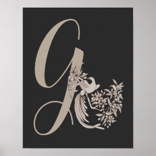 Poster Dove Elegante Monograma Inicial G