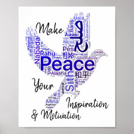 Póster Dove Word Art Inspirational Cote Paz