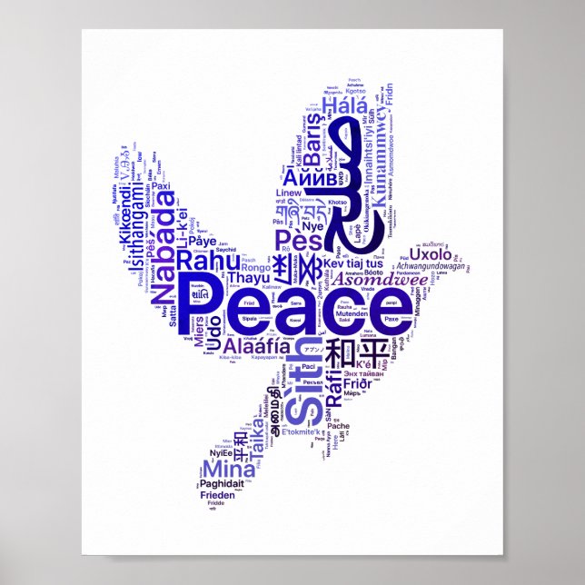 Póster Dove Word Art Peace (Frente)
