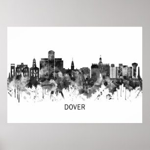 Poster Dover Delaware Skyline BW